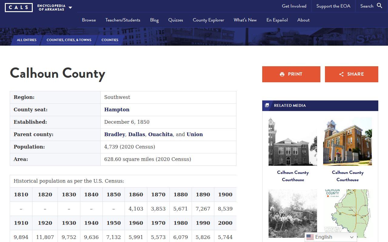 Calhoun County criminal history Encyclopedia of Arkansas county entry